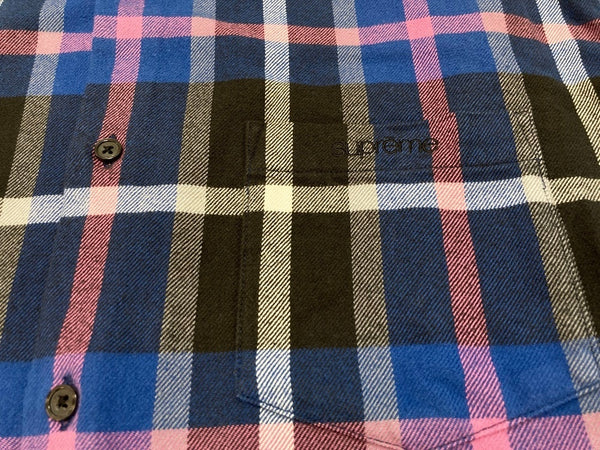 シュプリーム SUPREME Plaid Flannel Shirt Blue 23AW フランネルシャツ ロゴ 青 長袖 長袖シャツ チェック ブルー Lサイズ 101MT-2549