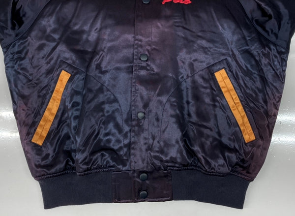 ラルフローレン RalphLauren 90s 90年代 POLO SPORT USA製 サテン スタジャン ブルゾン アウター チェーンステッチ 紫 紺 ジャケット 刺繍 パープル Sサイズ 104MT-2287