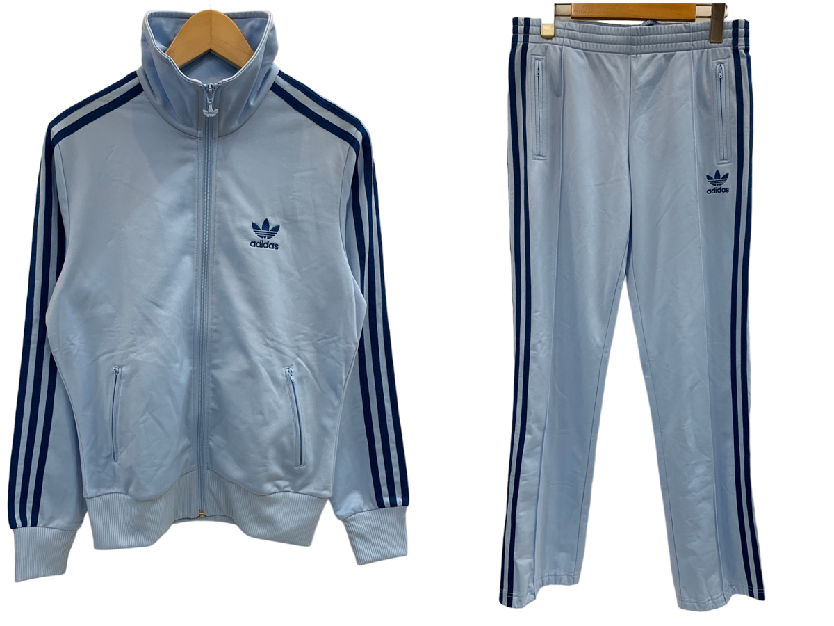 美品✨adidas アディダス セットアップ　ジャージ上下　青　トレフォイルロゴ アディダス adidas セットアップ ジャージ トレフォイルロゴ