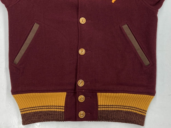 ホワイツビル Whitesville WOOL KNIT AWARD JACKET ウール ニット アワード ジャケット ボタン スタジャン アウター ワインレッド 赤 WV13126 サイズ 38 ジャケット ワンポイント レッド 104MT-1437