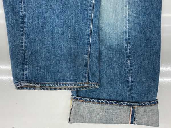 ハイク HYKE DENIM BARREL LEG JEANS デニム バレル レッグ ジーンズ ジーパン ウォッシュ加工 ボタンフライ パンツ インディゴ 青 無地 デニム ブルー サイズ2 104MB-395