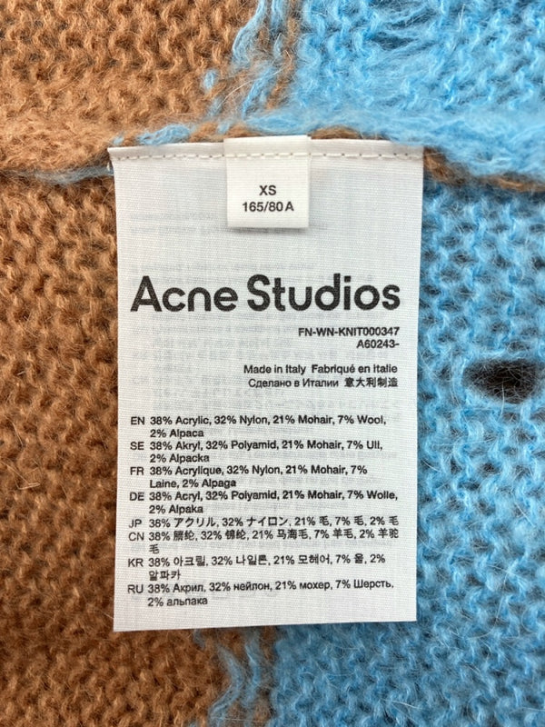 アクネストゥディオズ Acne Studios 21AW DAMAGE BORDER CREWNECK NECK ダメージ ボーダー クルーネック ニット 加工 茶 青 FN-WN-KNIT000347 セーター ボーダー ブラウン XSサイズ 104MT-951