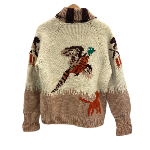 ヴィンテージ vintage 50's~60's 50～60年代 カウチンニット セーター ハンティング柄 2トーン  LIGHTNING ZIP カーディガン ホワイト 101MT-5076