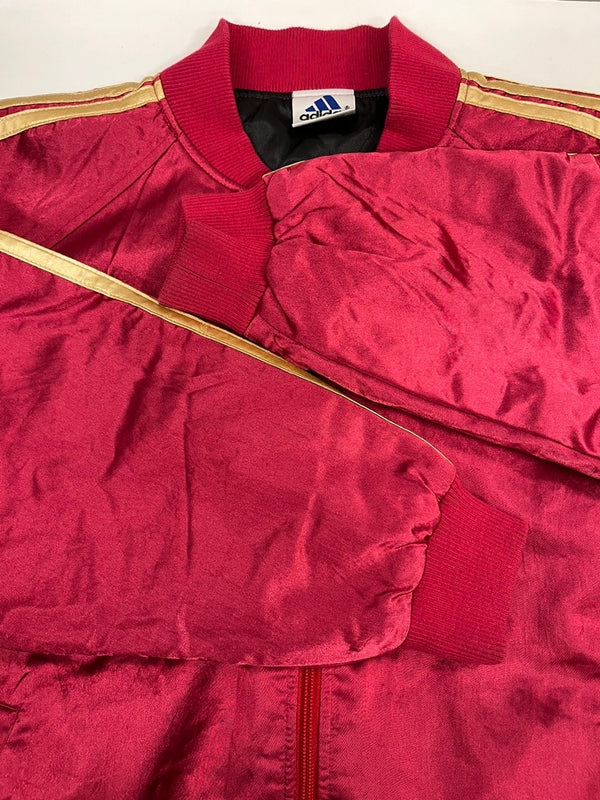 アディダス adidas 90s 00s トレフォイルロゴ 中綿ジャケット ブルゾン ヴィンテージ 赤 AA-8160 L-O ジャケット ワインレッド 101MT-5304