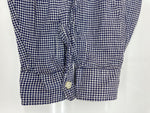 ダブルアールエル RRL 90s 三ツ星タグ SHIRT ステンカラー オープンカラー 開襟 フロントボタン ヴィンテージ VINTAGE ラルフローレン RALPH LAUREN ギンガムチェック コットン シンガポール製 BLUE 青 長袖シャツ 総柄 ブルー Mサイズ 104MT-1972