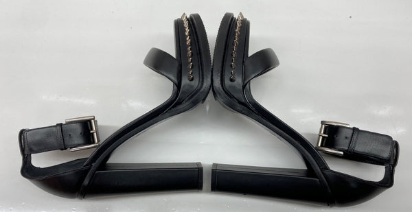 アレキサンダー・マックイーン Alexander McQueen スパイクソール サンダル ハイヒール ブロックハイヒール スタッズ オープントゥ カーフレザー イタリア製 BLACK 黒 18176123 レディース靴 サンダル ストラップ ブラック SIZE39 104S-992