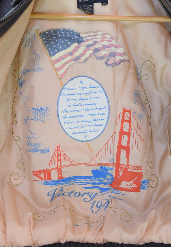 アヴィレックス AVIREX 90s 50周年 A-2 フライトジャケット レザーブルゾン 90's ノルマンディー ジャケット ブラウン SSサイズ 103MT-3107