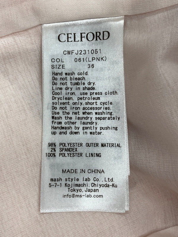 セルフォード CELFORD 袖スリット リネンライクジャケット ダブル テーラード ゴールドボタン フォーマル オフィスカジュアル PINK CWFJ231051 ジャケット 無地 ピンク SIZE36 104LT-129