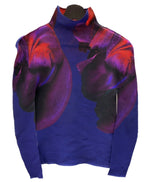 イッセイミヤケ ISSEY MIYAKE ミー me グラデーション シアー トップス ボックスプリーツ BOX PLEATS ポリエステル フィリピン製 パープル系 MULTI COLOR MI01FJ241 長袖カットソー マルチカラー 104LT-238