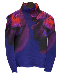 イッセイミヤケ ISSEY MIYAKE ミー me グラデーション シアー トップス ボックスプリーツ BOX PLEATS ポリエステル フィリピン製 パープル系 MULTI COLOR MI01FJ241 長袖カットソー マルチカラー 104LT-238