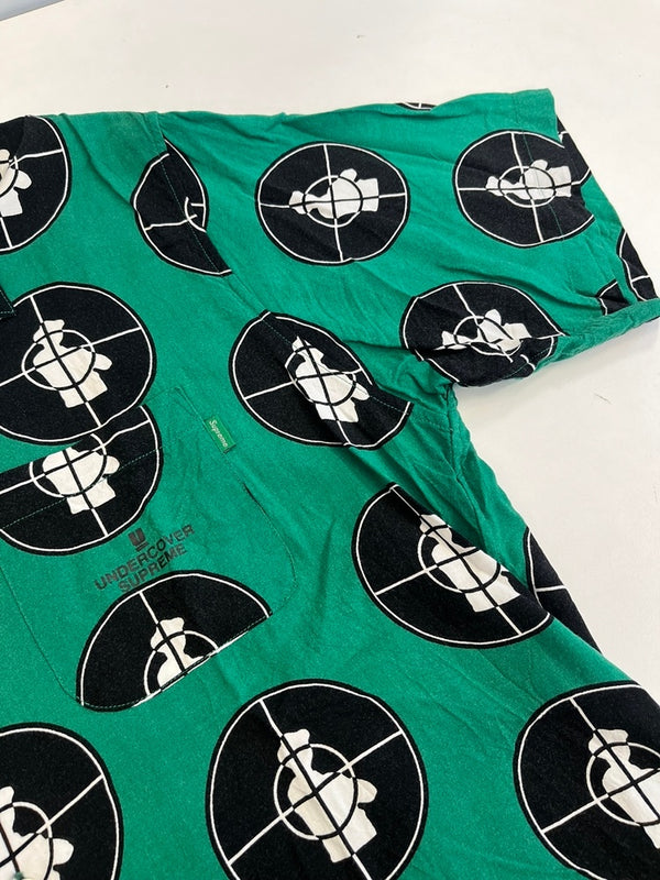 シュプリーム SUPREME ×UNDER COVER ×PUBLIC ENEMY 18SS RAYON SHIRT コラボ アンカバ レーヨンシャツ 緑 半袖シャツ マルチカラー Mサイズ 101MT-5047