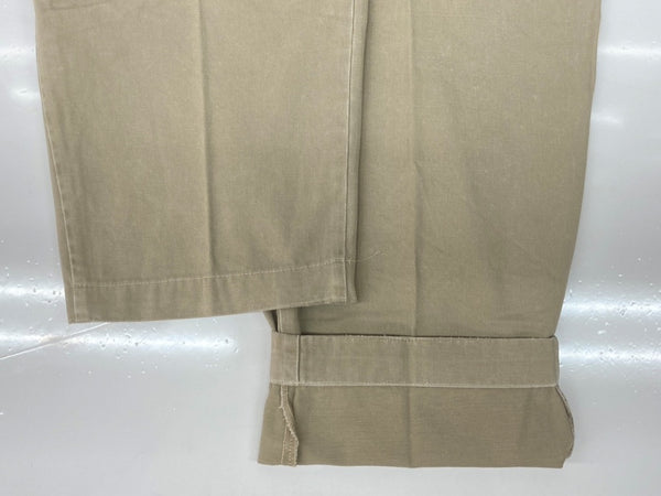 ダブルアールエル RRL 90s TACK CHINO PANTS タック チノ パンツ ジップフライ ワーク トラウザーズ 三ツ星タグ USA製 Ralph Lauren 薄茶 無地 チノパン ベージュ 33×31 104MB-343
