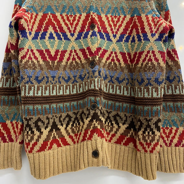 【曜日割引対象外】 ラルフローレン  RALPH LAUREN 00's LRL LAUREN JEANS CO. ネイティブ柄 ニットカーディガン カーディガン ベージュ 201MT-4778 VB