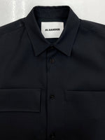 ジルサンダー JIL SANDER WOOL GABARDINE SHIRT ウール ギャバジン シャツ ボタン 長袖 ダークネイビー 紺 J23DL0003 J40159 サイズ 39 長袖シャツ 無地 ネイビー 104MT-1558