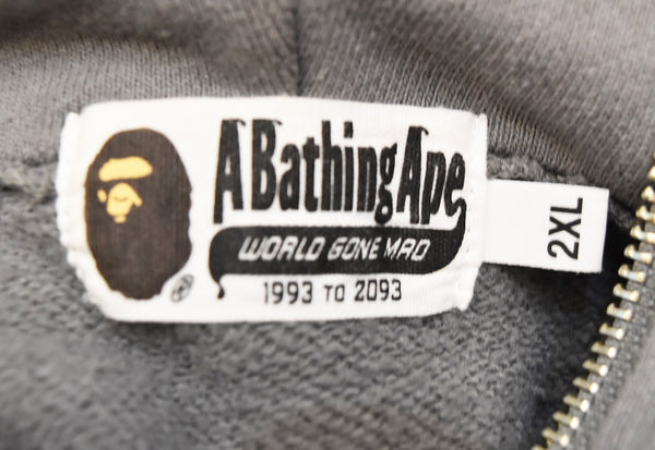 アベイシングエイプ A BATHING APE SHARK FULL ZIP DOUBLE HOODIEダブル シャーク フルジップ パーカー 001ZPG801005X 2XL パーカ グレー 3Lサイズ 103MT-3110