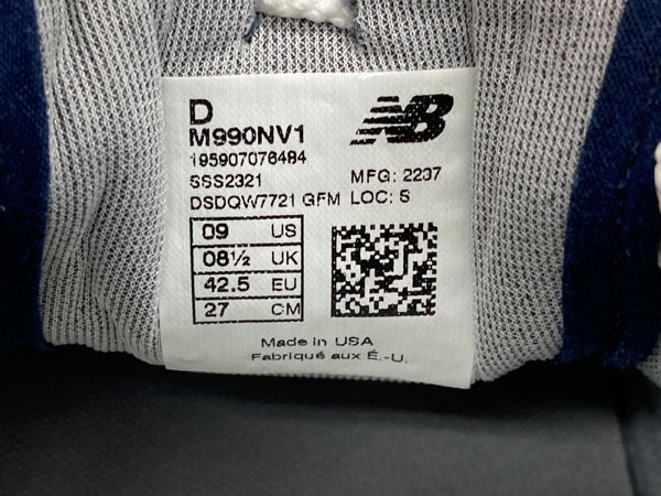ニューバランス new balance 22年製 M990 NV1 Vibram ソール ランニング USA製 ローカット シューズ 紺 M990NV1  メンズ靴 スニーカー ネイビー 27cm 104S-956