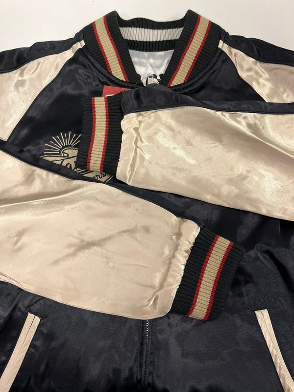 バンソン VANSON  トムとジェリー コラボ 刺繍 レーヨンサテン リバーシブル刺繍 スカジャン ブラック×ベージュ シルバー×ブラック TJV-2241 ジャケット ブラック Lサイズ 101MT-5382