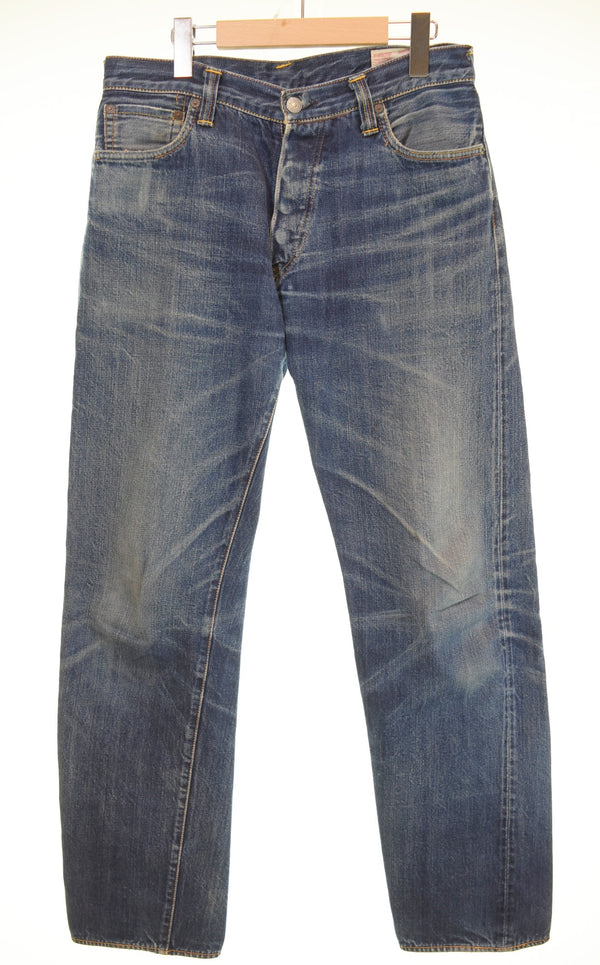 エヴィス EVISU カモメ 革パッチ デニムパンツ 34✕35 デニム ブルー 34 103MB-584