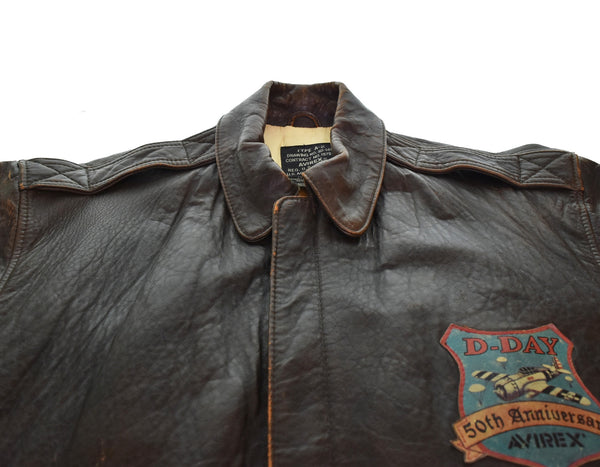アヴィレックス AVIREX 90s 50周年 A-2 フライトジャケット レザーブルゾン 90's ノルマンディー ジャケット ブラウン SSサイズ 103MT-3107