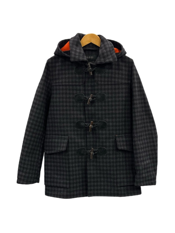 グッチ GUCCI チェック ダッフルコート ウールコート アウター チャコールグレー系 グレー系 ブラック系 46 コート グレー 101MT-5307
