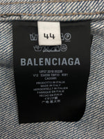 バレンシアガ BALENCIAGA 18AW GRAPHIC DENIM JACKET グラフィック デニム ジャケット Gジャン オーバーサイズ インディゴ 青 534556 TBP33 サイズ 44 ジャケット 総柄 ブルー 104MT-1857
