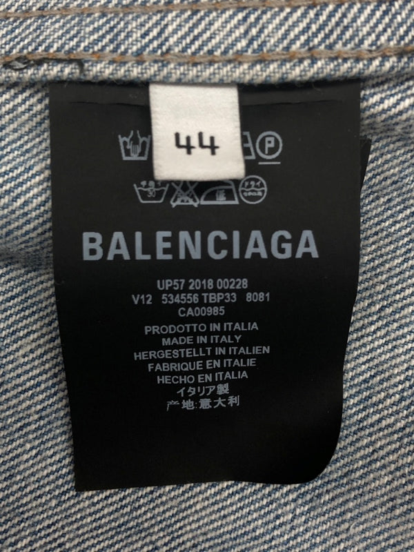 バレンシアガ BALENCIAGA 18AW GRAPHIC DENIM JACKET グラフィック デニム ジャケット Gジャン オーバーサイズ インディゴ 青 534556 TBP33 サイズ 44 ジャケット 総柄 ブルー 104MT-1857