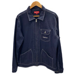 シュプリーム SUPREME 18SS Contrast Stitch Work Jacket ジップアップ ワークジャケット クラシックロゴ コットンキャンバス ジャケット ネイビー Mサイズ 101MT-2776