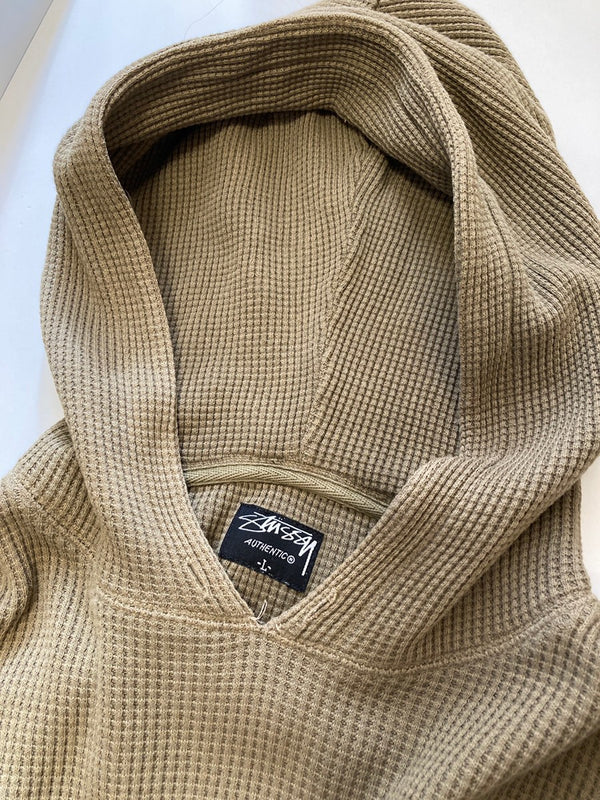 ステューシー STUSSY ワッフル Sロゴパーカー フーディ パーカ カーキ Lサイズ 101MT-3265