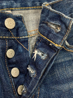 ダブルアールエル RRL DENIM PANTS デニム パンツ ボタンフライ ジーパン ジーンズ USA製 Ralph Lauren インディゴ 青 ロゴ デニム ブルー 29/34 104MB-237