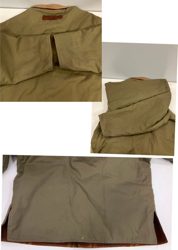 ウィリスアンドガイガー Willis & Geiger リバーシブル 裏チェック 襟レザー カバーオール ハンティング ジャケット カーキ Mサイズ 101MT-5082