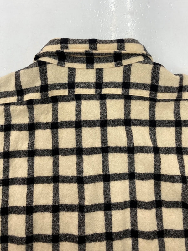 ペンドルトン PENDLETON 70s WOOL CHECK SHIRT ウール チェック シャツ ネルシャツ USA製 長袖 ボタン 薄茶 長袖シャツ チェック ベージュ Lサイズ 104MT-1540
