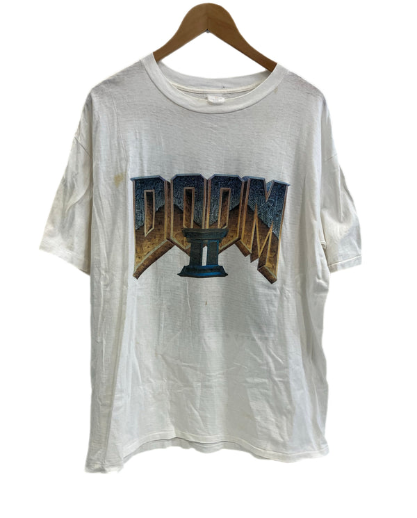 US US古着 90's 90年代 ヴィンテージ vintage Doom 2 II Hell on Earth ID Softwear  VIDEO GAME ビデオゲーム PC 両面プリント XL Tシャツ ホワイト LLサイズ 101MT-4112