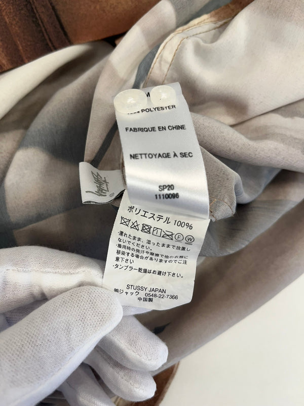 ステューシー STUSSY ISLAND SHIRT アイランドシャツ アロハシャツ 総柄 半袖シャツ ベージュ Mサイズ 101MT-4859