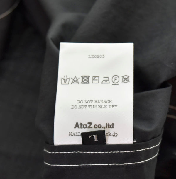 ベーシック  BASICK ORGANIC GERMAN HOSPITAL SHIRT 黒 LE0203  長袖シャツ ワンポイント ブラック Lサイズ 103MT-425