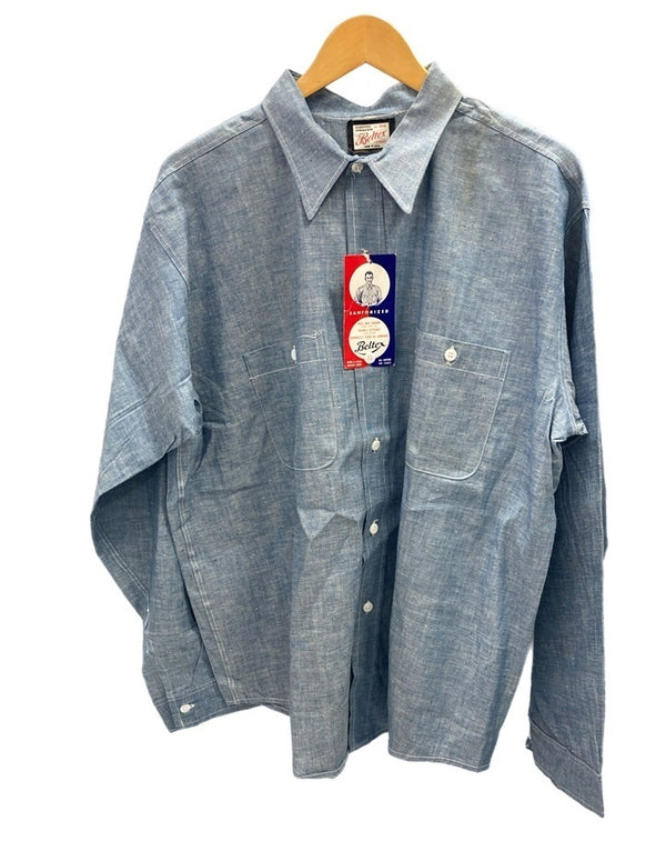 ヴィンテージ Vintage 50s 50's BELTEX シャンブレーシャツ アメリカ製 MADE IN USA 青 長袖シャツ ブルー 101MT-2671