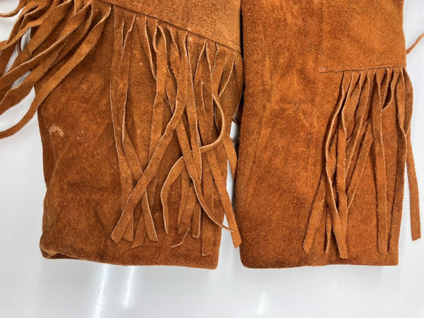 ヴィンテージ vintage MS.PIONEER USA製 70's~90’s GENUINE LEATHER 本革 スウェード ウエスタン フリンジ テーラード フロントボタン BROWN 茶色 ジャケット ブラウン SIZE8 104LT-198