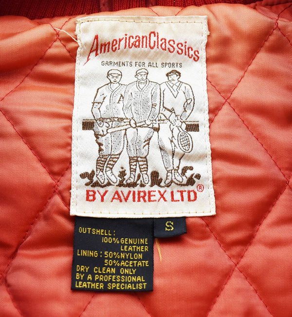 アビレックス AVIREX 90's 90年代 レザー スタジャン ラグラン スタジアムジャンパー ジャケット レッド Sサイズ 103MT-3102
