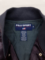 ラルフローレン RalphLauren 90s 90年代 POLO SPORT USA製 サテン スタジャン ブルゾン アウター チェーンステッチ 紫 紺 ジャケット 刺繍 パープル Sサイズ 104MT-2287