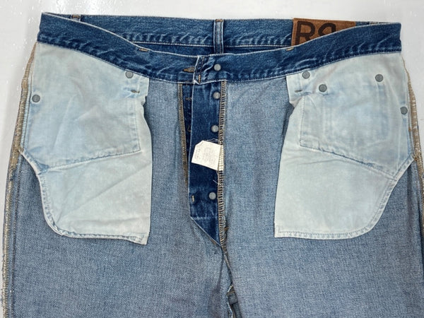 ダブルアールエル RRL 90s DENIM PANTS デニム パンツ ボタンフライ ジーパン ジーンズ USA製 Ralph Lauren 青 ロゴ デニム ブルー 104MB-212