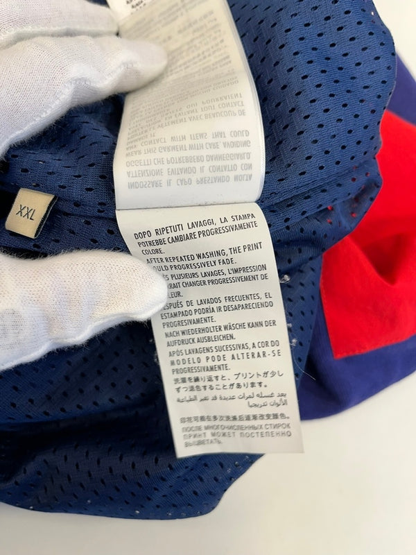 グッチ GUCCI ×THE NORTH FACE ザノースフェイスコラボ 21AW ナイロン切替 ジップパーカー 青 赤 XXL パーカ ブルー 101MT-5254