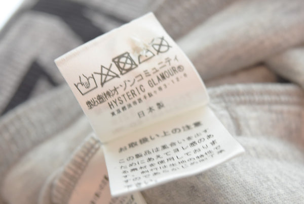 ヒステリックグラマー HYSTERIC GLAMOUR ヘンリーネック 長袖カットソー 02182CS02 ロンT グレー Lサイズ 103MT-3133