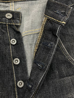 ガンリュウ GANRYU 09AW SARROUEL DENIM PANTS サルエル デニム パンツ FUMITO GANRYU ボタンフライ パッチ ズボン 黒 無地 ED-P011 デニム ブラック Mサイズ 104MB-156