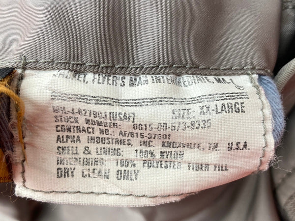 アルファインダストリーズ ALPHA INDUSTRIES MA-1 USAFA フライトジャケット ミリタリー ブルゾン アウター 緑 オレンジ MIL-J-82790J ジャケット 無地 カーキ 2XLサイズ 104MT-2312