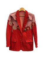 ピンクハウス PINK HOUSE パッチワーク ワッペン デニムジャケット テーラードジャケット ブラウス レトロ 赤 PO141FJ01 ジャケット レッド 101LT-174