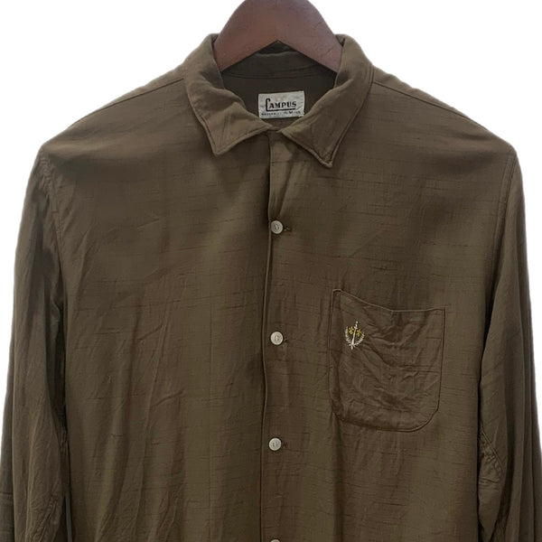 【曜日割引対象外】 ヴィンテージ vintage 60's 60s 60年代 CAMPUS レーヨンギャバジン 長袖シャツ ブラウン Mサイズ 201MT-3575 VB