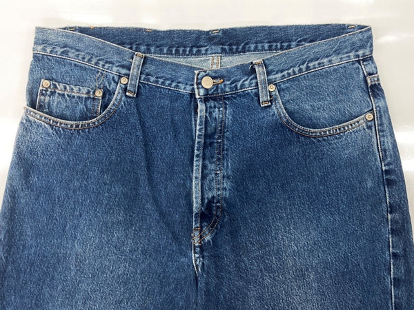 ダブルアールエル RRL DENIM PANTS デニム パンツ ボタンフライ ジーパン ジーンズ USA製 Ralph Lauren インディゴ 青 ロゴ R001 デニム ブルー 36×30 104MB-354