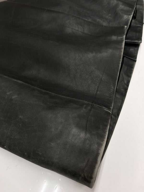 ケンゾー KENZO HOMME LEATHER LONG COAT レザー ロング コート ボタン アーカイブ 本革 アウター ジャケット 黒 ジャケット 無地 ブラック Lサイズ 104MT-1794