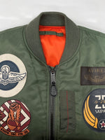 アビレックス AVIREX TOP GUN MA-1 FLIGHT JACKET トップガン フライト ジャケット ボンバー ジップアップ ミリタリー リバーシブル 軍物 アウター 6152164 ジャケット ロゴ カーキ Mサイズ 104MT-1800