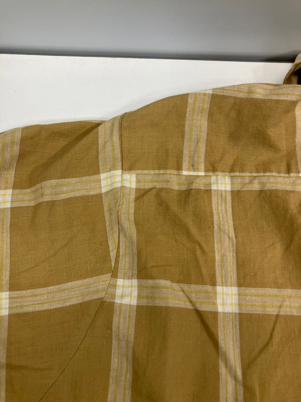 ヴィンテージ vintage 60’s~ 60年代~ Arrow King Cotton オープンカラーシャツ 開襟 ループカラー チェック ボックス 半袖シャツ ブラウン Mサイズ 101MT-4899