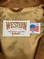 ショット SCHOTT WESTERN ウエスタン SUEDE FRINGE JACKET スエード フリンジ ジャケット USA製 茶 395 40 ジャケット 無地 ブラウン 104MT-898